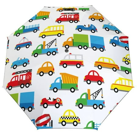 

ANYWAY.GO Windproof & Water-Resistant Compact Foldable Travel Umbrellatotes seamless pattern with cute baby s cars Portable Travel Umbrella，Diameter 42.5 in