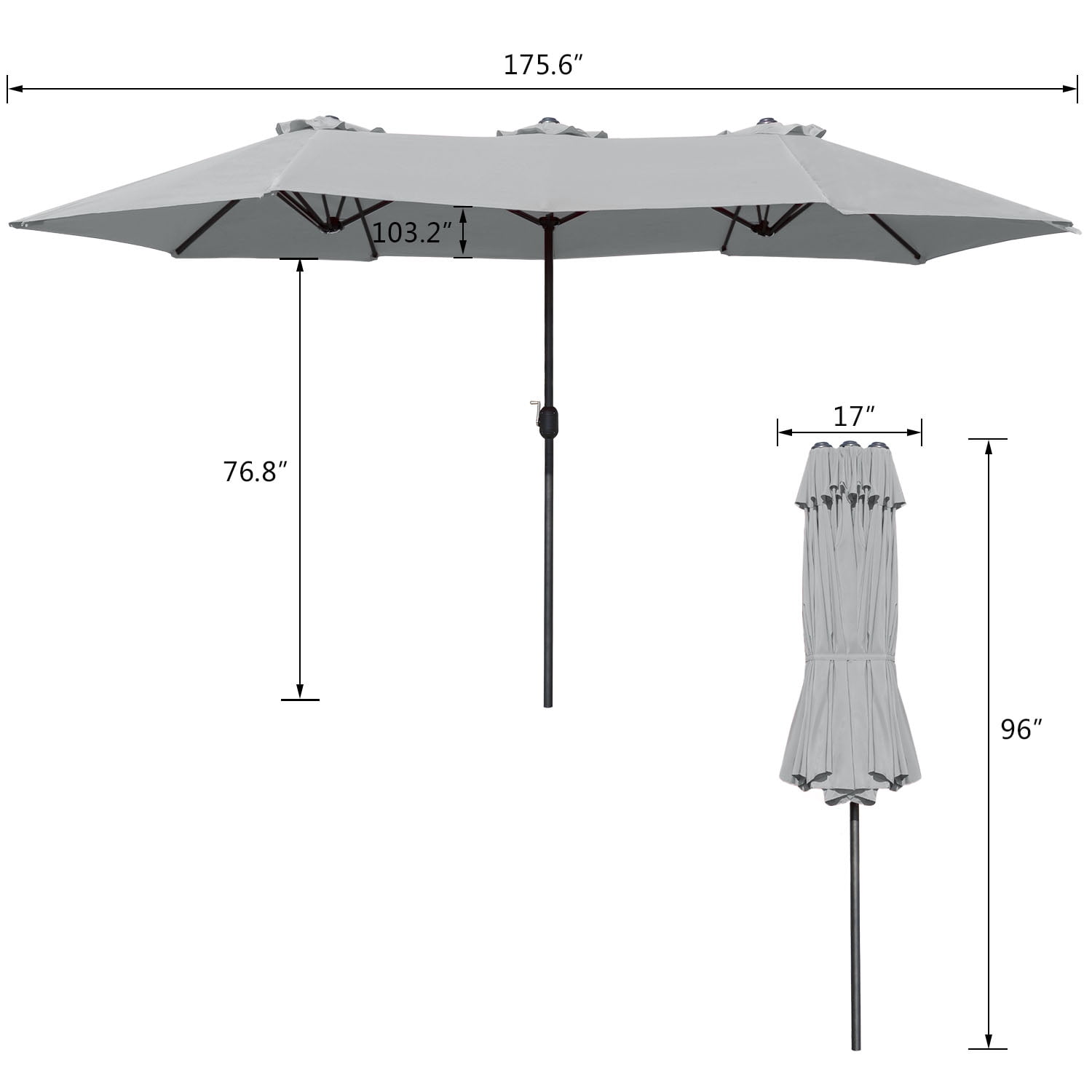 Walnew 15 Ft Beige Patio Double Sided Outdoor Twin Table Umbrella Rectangular Large Market Umbrella With Crank For Patio Shade Outside Deck Or Pool Walmart Com Walmart Com