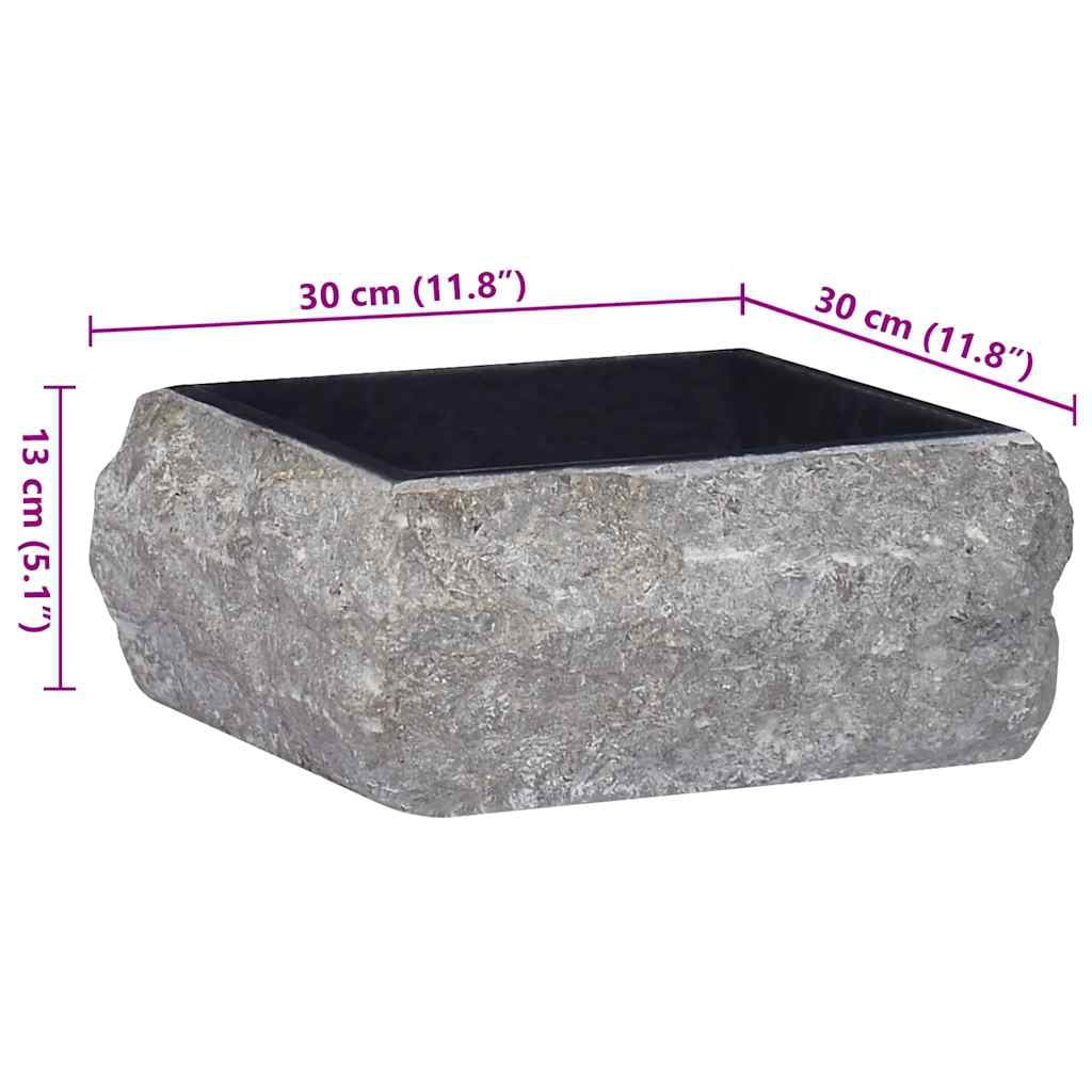 vidaXL Bathroom Basin, Countertop Vanity Sink, Natural Shape, Black 11.8"x11.8"x5.1" Marble Square