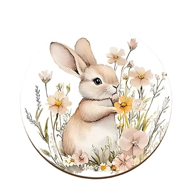 Wooden Small Placemats for Small Table Easter Theme Heat Resistant Coasters for Cups 4X4 Inch 1-Pack