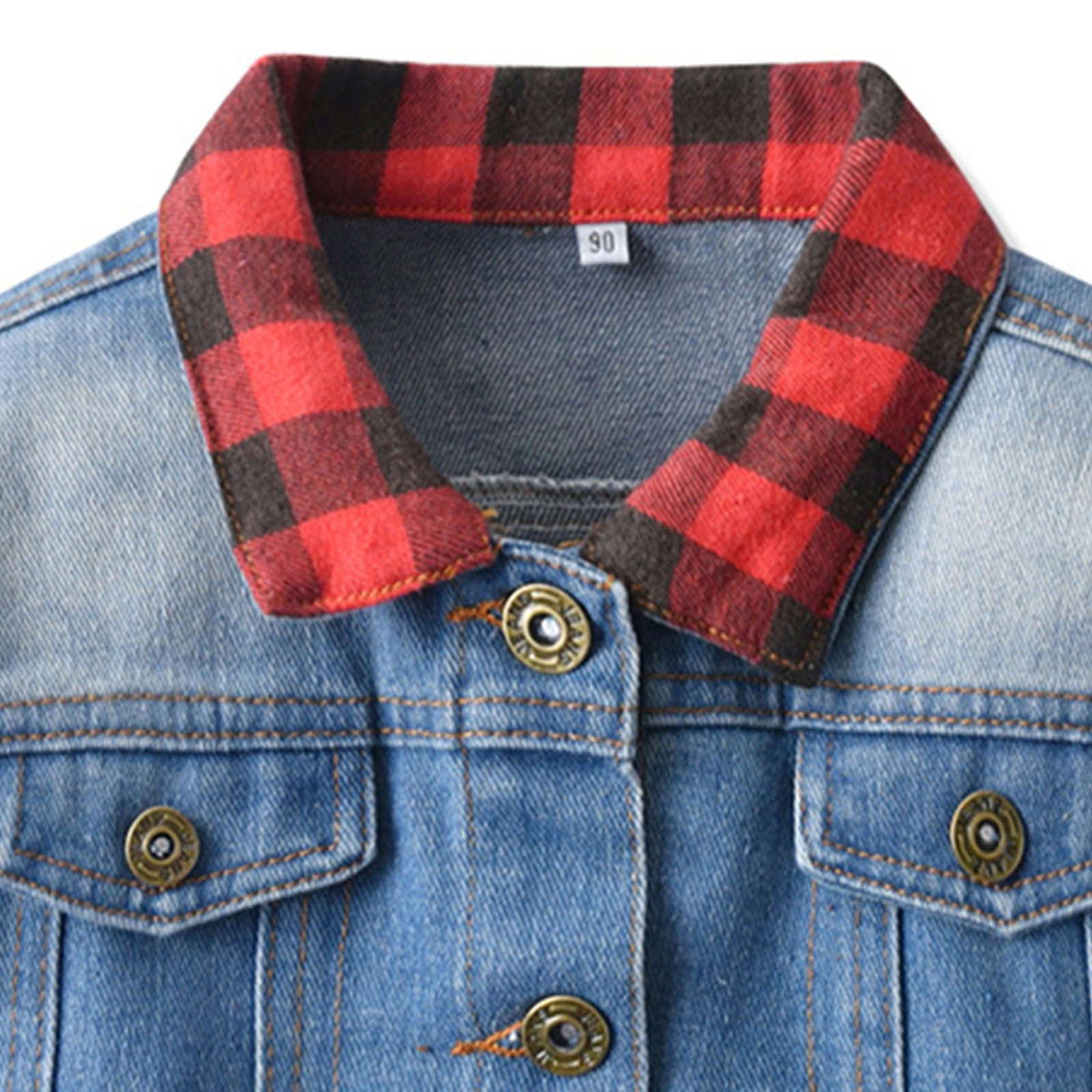 Tall Lightweight Jacket Toddler Children Outwear Red Plaid Over Winter Long Sleeve Denim Jacket Blouse Boys Coats for Baby Boy - image 4 of 6