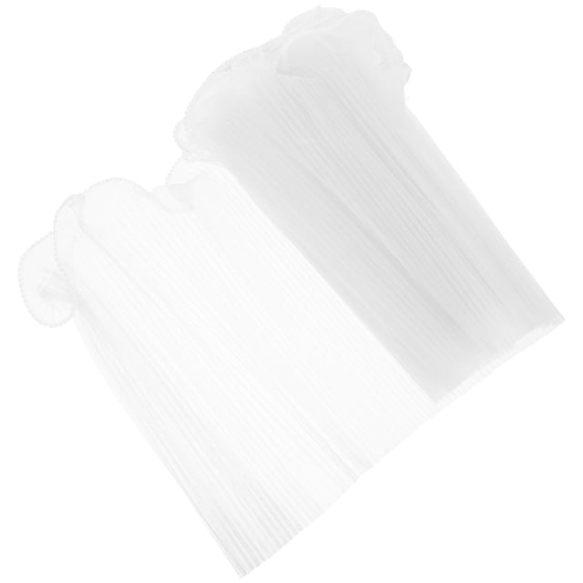 FELTECHELECTR White Tulle Fabric with Elegant Corrugated Trim for Floral Bouquet Wrapping and Decoration