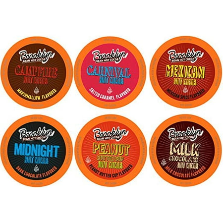 - Brooklyn Bean Roastery Variety Pack of K-Cup Hot Cocoa Pods, 40 Count - Includes our Milk Chocolate, Peanut Butter Cup, Campfire, Carnival, Mexican, and Midnight Pods