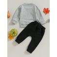 thumbnail image 4 of Bagilaanoe 2PCS Toddler Baby Boy Long Pants Set Letter Print Long Sleeve Sweatshirt Pullover Tops + Sweatpants 6M 12M 18M 24M 3T Kids Casual Sweatsuits, 4 of 8