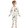 thumbnail image 3 of Dailycode Cotton Pajama Set Snug Fit Long Sleeve Top and Pants for 18M-8Y Cute Bear with Wreath, 3 of 7
