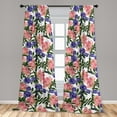 thumbnail image 4 of Ambesonne Floral Nature Print Curtains, Spring Flowers, Pair of 28"x84", Coral Blue Violet Green, 4 of 5