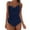 Dark Blue, variant on GEWSEY One Piece Swimsuit Tummy Control Criss Cross Bathing Suit Ruched Swim Suit Push Up V Neck Swimwear Dark Blue, L