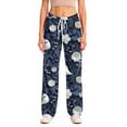 thumbnail image 5 of Zydvens Women Halloween Pajama Pants Wide Leg Lounge Wear with Pockets Soft Elastic Waist Drawstring Sleepwear Bottoms Knit Pumpkin Bat Print Costume Cosplay Party S-3XL, 5 of 7