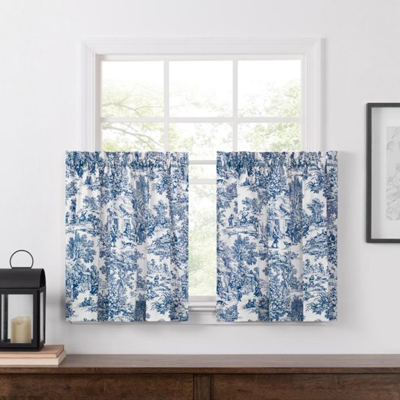Ellis Curtain Victoria Park Toile Room Darkening Rod Pocket Window Curtain Panel with Ties