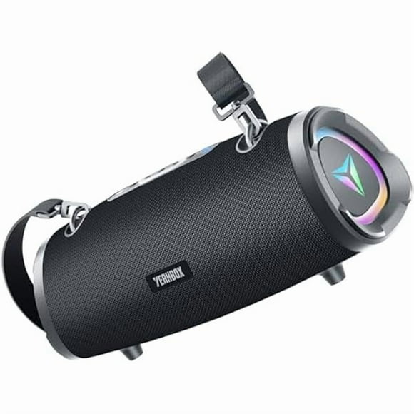 wonima11 120W Max Portable Speaker Loud Wireless Bass Booster with RGB Lights, IPX6 Waterproof Outdoor Large Big Subwoofer, Dual DSP, Indoor/Outdoor for Camping, Party/24H/TF/AUX/EQ (Black)