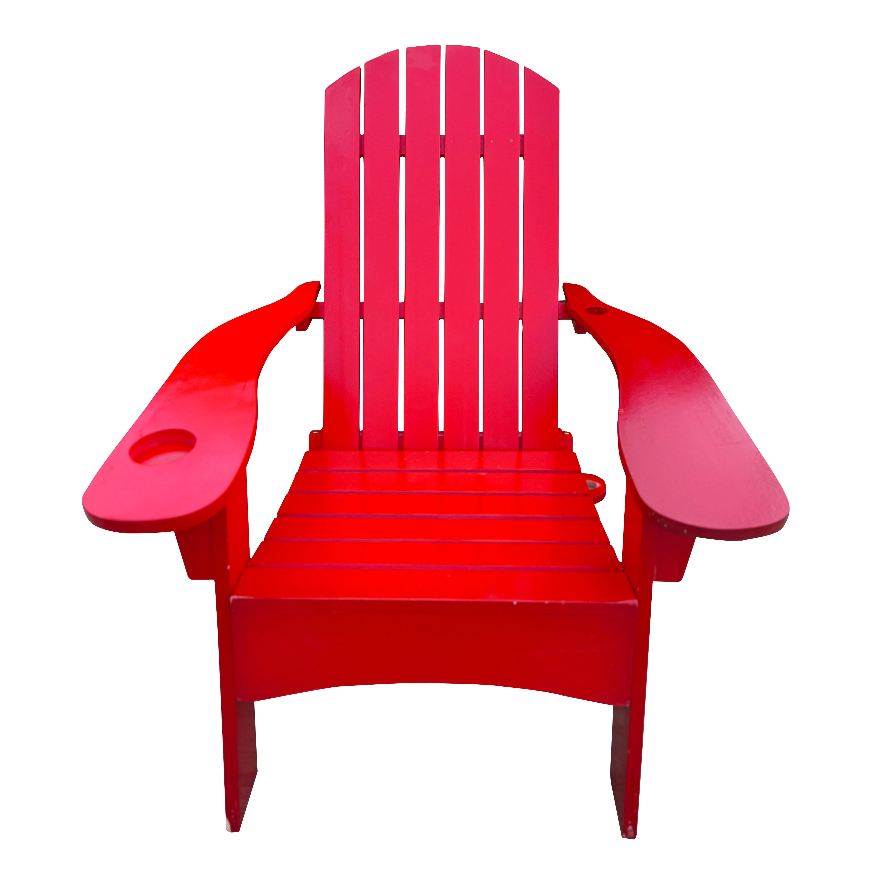 Aimee Lii Indoor Outdoor Wood Chair, Outdoor Beach Patio Pool Deck Furniture with An Umbrella Hole, Red