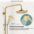 thumbnail image 5 of Bathroom Gold Rainfall Shower Faucet Set Tub Spout Mixer Tap W/Hand Shower, 5 of 9