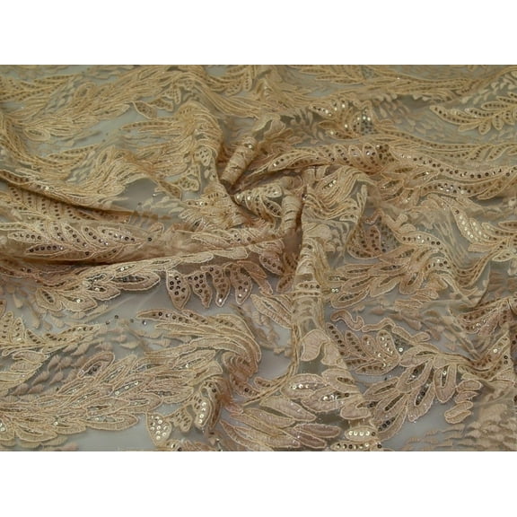 Minerva Sequin Lace Fabric Gold - per yard
