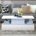 thumbnail image 3 of Sesslife 41" LED Coffee Table with 4 Storage Drawers, High Gloss White Rectangular Center Table for Living Room Bedroom, Modern Coffee Tables with Large Storage Space, App/Remote Control, 3 of 13