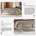 thumbnail image 4 of Queen Size Farmhouse Platform Bed with Sockets & USB Ports, Rustic Wood Bed Frame with Double-Layer Sliding Door  Bookcase Headboard &Tall Footboard, No Box Spring Required, Antique Gray, 4 of 7