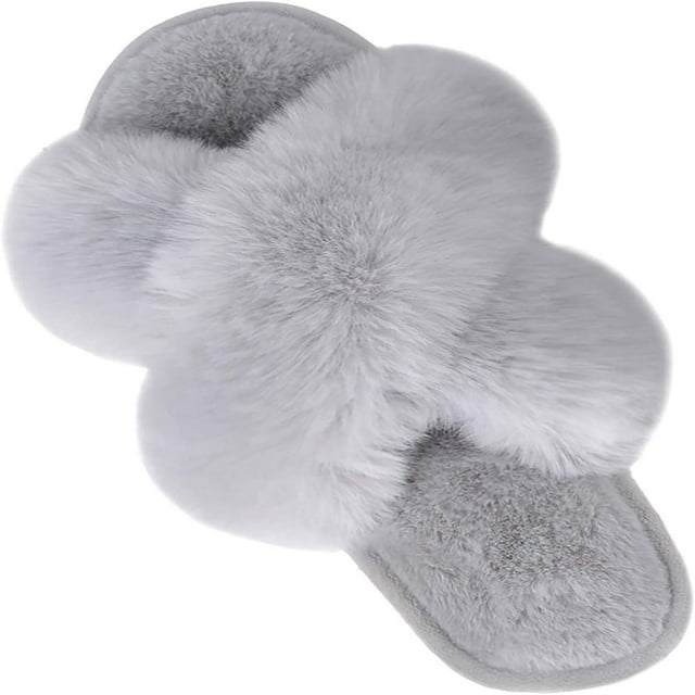 Pantoufles pour Femmes Douces et Moelleuses, Ouvertes, en Mousse à Mémoire de Forme, à Enfiler, Intérieur Extérieur