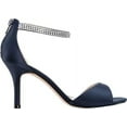 thumbnail image 3 of NINA Womens Navy Cushioned Ankle Strap Embellished Volanda Almond Toe Stiletto Zip-Up Dress Sandals 9 M, 3 of 6