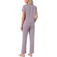 thumbnail image 3 of INSPIRE CHIC Womens Pajamas Set Short Sleeve V Neck Pullover Top with Pants Soft Knit Sleepwear Lounge Set XL Purple, 3 of 6