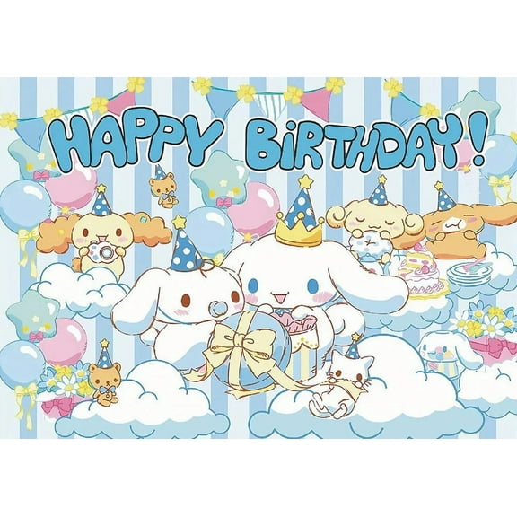Cinnamoroll Party Backdrop Happy Birthday Cinnamoroll Banner Decorations Supplies Photography Background