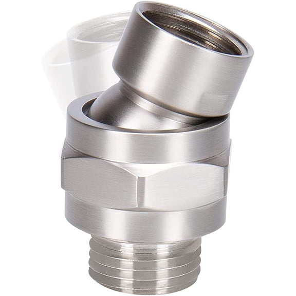 Shower Head Swivel Ball Adapter - Solid Brass Shower Connector Ball Joint Adjustable Universal Shower Arm Extension Component (Brushed Nickel)