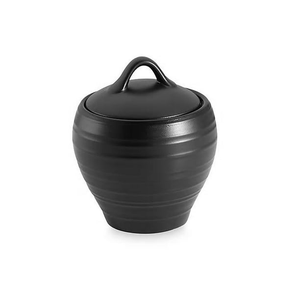 mikasa swirl black covered sugar bowl