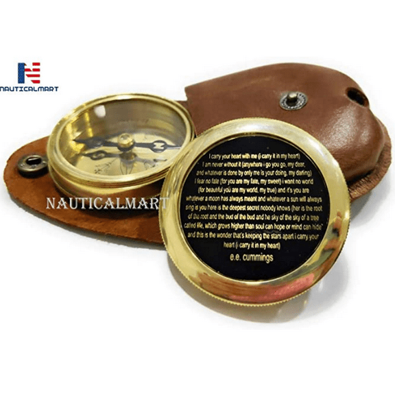 Nauticalmart Solid Brass Compass / Quote Engraved Compass / Inspirational Gift / Directional Magnetic Compass for Navigation / Pocket Compass for Camping, Hiking, Touring