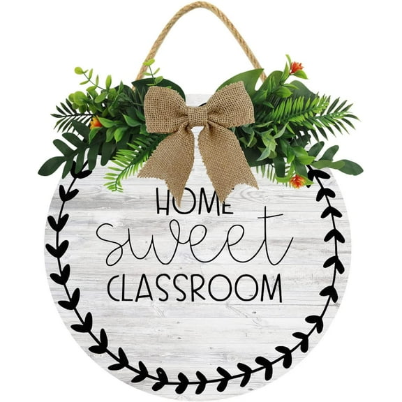 Eveokoki 12" Home Sweet Classroom Sign,Teacher Sign,Personalized Sign,Classroom Hanging Sign,School Icons,Gift for Teacher,Art Decor,Decor Wood Door Signs