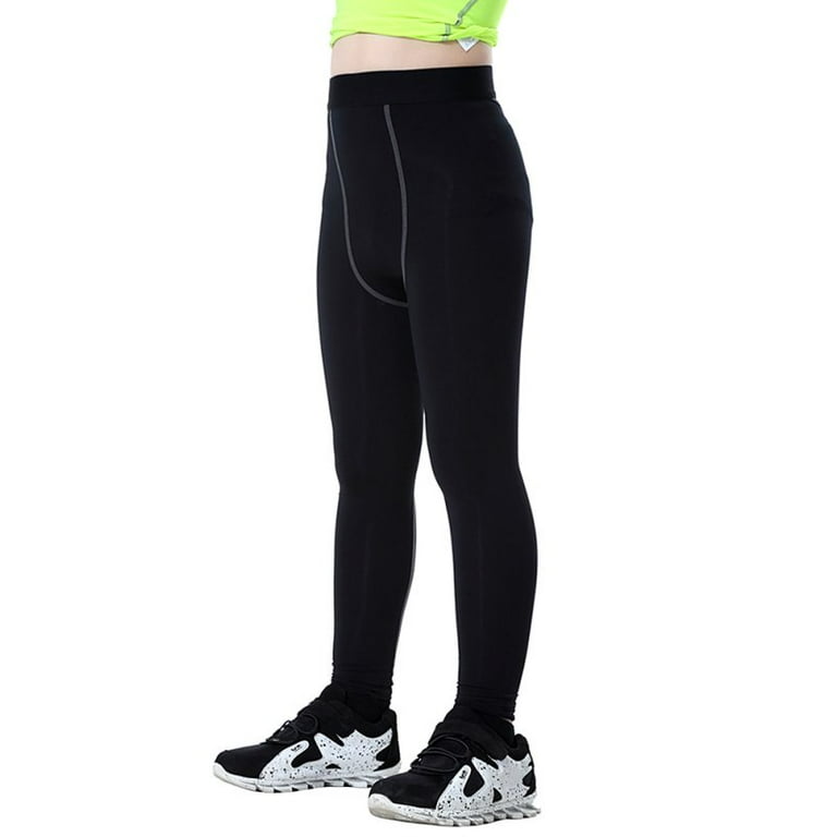 Kids Boys Compression Pants Base Layers Soccer Hockey Tights