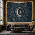 thumbnail image 6 of Celestial Moon Face with Sunburst Rays on Navy Blue, Mystical Celestial for Boho Decor Lovers, Radial Wall Art Decor, Housewarming Gift Tapestry Wall Hanging for Bedroom and Living Room, 6 of 7