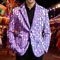 thumbnail image 2 of oqasdz Suit Jacket for Men Festive Sequin Print Velvet One Button Shiny Fashion Jackets Stretch Slim Fit Dress Coat Travel Party Business Formal, 2 of 5