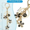 thumbnail image 2 of UxcellInitial Letter Flower Keychain, Cute Alphabet D Cherry Blossom Rhinestone Keyring for Women Girls Purse Backpack Handbag Charm Bling Sparkly Keychain, Black, 2 of 7