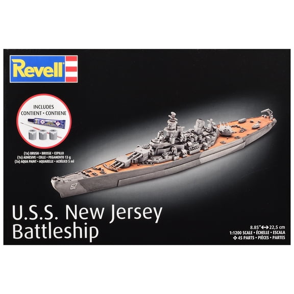 Level 4 Model Kit Battleship U.S.S. New Jersey All-Included Kit 1/1200 Scale Model by Revell