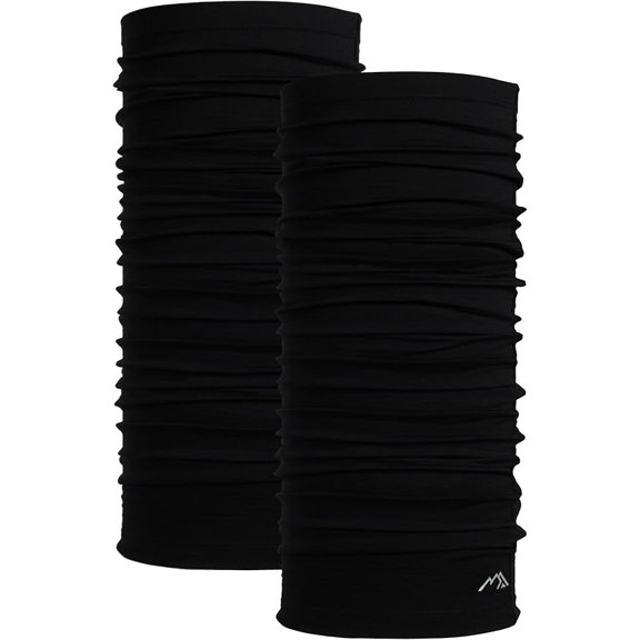 Merino.tech Merino Wool Ski Neck Gaiter - Face Mask Neck Warmer for Men & Women (Black Pack of 2)