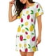 thumbnail image 2 of Fotbe Strawberry and Lemon Bata de Dormir para Mujer con Estampado, Camisón de Algodón de Manga Corta, Ropa de Dormir Casual, 2 of 6