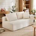 thumbnail image 4 of FRMALL 105" Modular L-Shaped Sectional Sofa with Cup Holders, Deep Seat Corduroy Cloud Couch for Living Room, Beige, 4 of 10