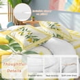 thumbnail image 4 of Summer Lemons Full Size Comforter Set, Pastoral Yellow Fruit Plant Leaves Floral Plaid Bedding for All Seasons, 4 Pcs Bed Set, 1Quiltcover (86"x86") ,1Sheet(80"x116"), 2Pillowcases (30"x20"), 4 of 9