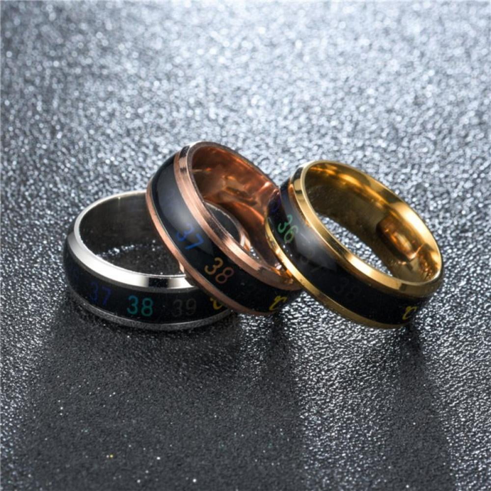 Suitable Size Titanium Steel Wave Rings-blue-13# JXFS Temperature Monitor Rings Digital Thermometer Body Temperature Sensor Smart Rings Wedding Couple Lovers Rings 