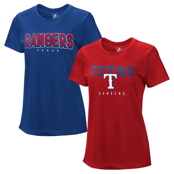 Women's G-III 4Her by Carl Banks Royal/Red Texas Rangers Two T-Shirt Combo Pack