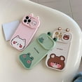 thumbnail image 6 of Slide Camera Cover Animal Ears Cat Bear Frog Phone Case Compatible with iPhone Case (Green,iPhone 12), 6 of 7