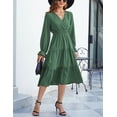 thumbnail image 7 of Women's Spring Dress, Long Sleeve Mini Tunic Casual V Neck Wedding Guest Dresses, 7 of 7