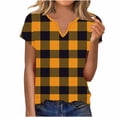 thumbnail image 3 of Women's Summer Short Sleeve V Neck Tops T-Shirts Blouses Solid Color Casual Daily Wear Vacation Beach Outfits Fashion Essential Gift for Women | CSEONE,Orange L, 3 of 9