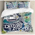 thumbnail image 3 of Ambesonne Whale on Wavy Ocean Design Swimming to an Island with Palm Trees Duvet Cover Set, 3 of 3