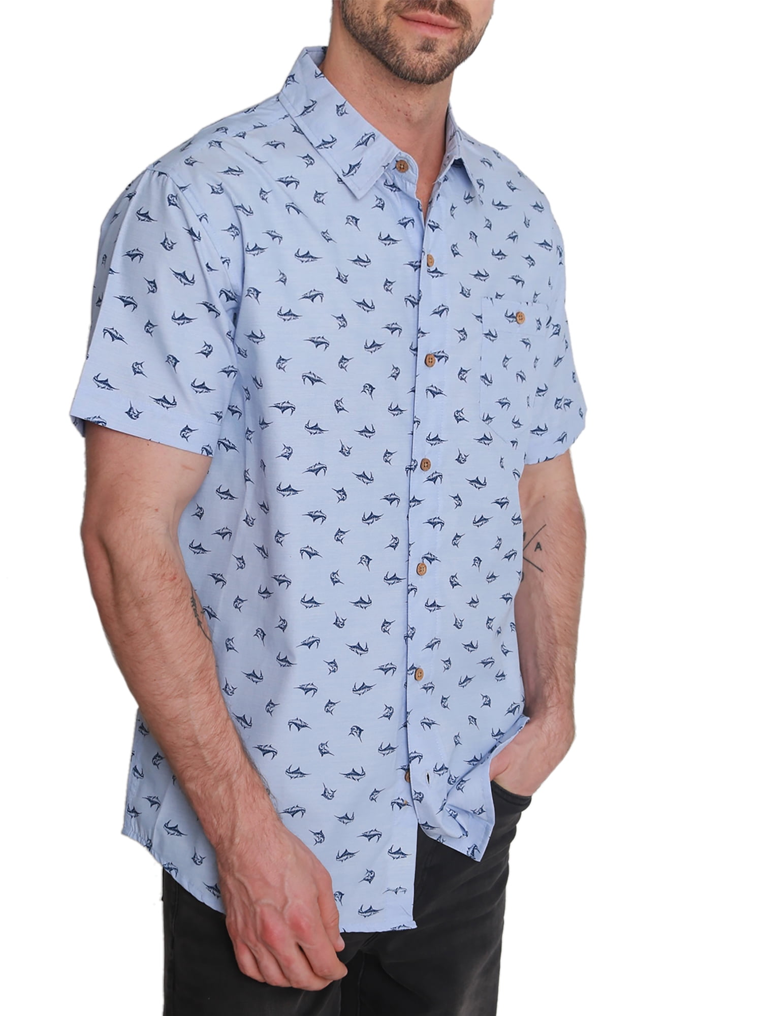 Pacific Marlin Men's Short Sleeve Hawaiian Woven Shirt