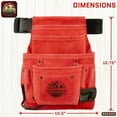 thumbnail image 2 of Graintex SS2522 :: 10 POCKET NAIL & TOOL POUCH RED COLOR SUEDE LEATHER WITH BELT, 2 of 2