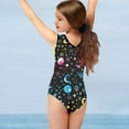 thumbnail image 3 of FOR U DESIGNS Colorful Moon Star One-Piece Swimsuit for Swimming Surfing Stretchy Sleeveless Dancing Bodysuit Skin-Friendly V Neck Bathing Suit for Girls 3-4T, 3 of 8