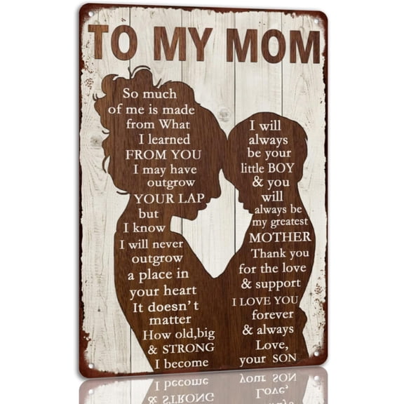 Metal Sign To My Mom Vintage Wall Decor Mother's Day and Birthday Gift From Son for Kitchen 8x12 Inch