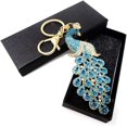 thumbnail image 1 of 1PCS Rhinestone Peacock Bird Keychain Metal Sparkling Crystal Keyring Pendant Animal Key Chain in A Box for Bag Purse Wallet Handbags Backpack, 1 of 7