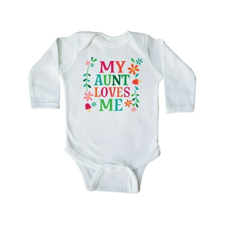 

Inktastic My Aunt Loves Me Niece Gift Baby Boy or Baby Girl Long Sleeve Bodysuit