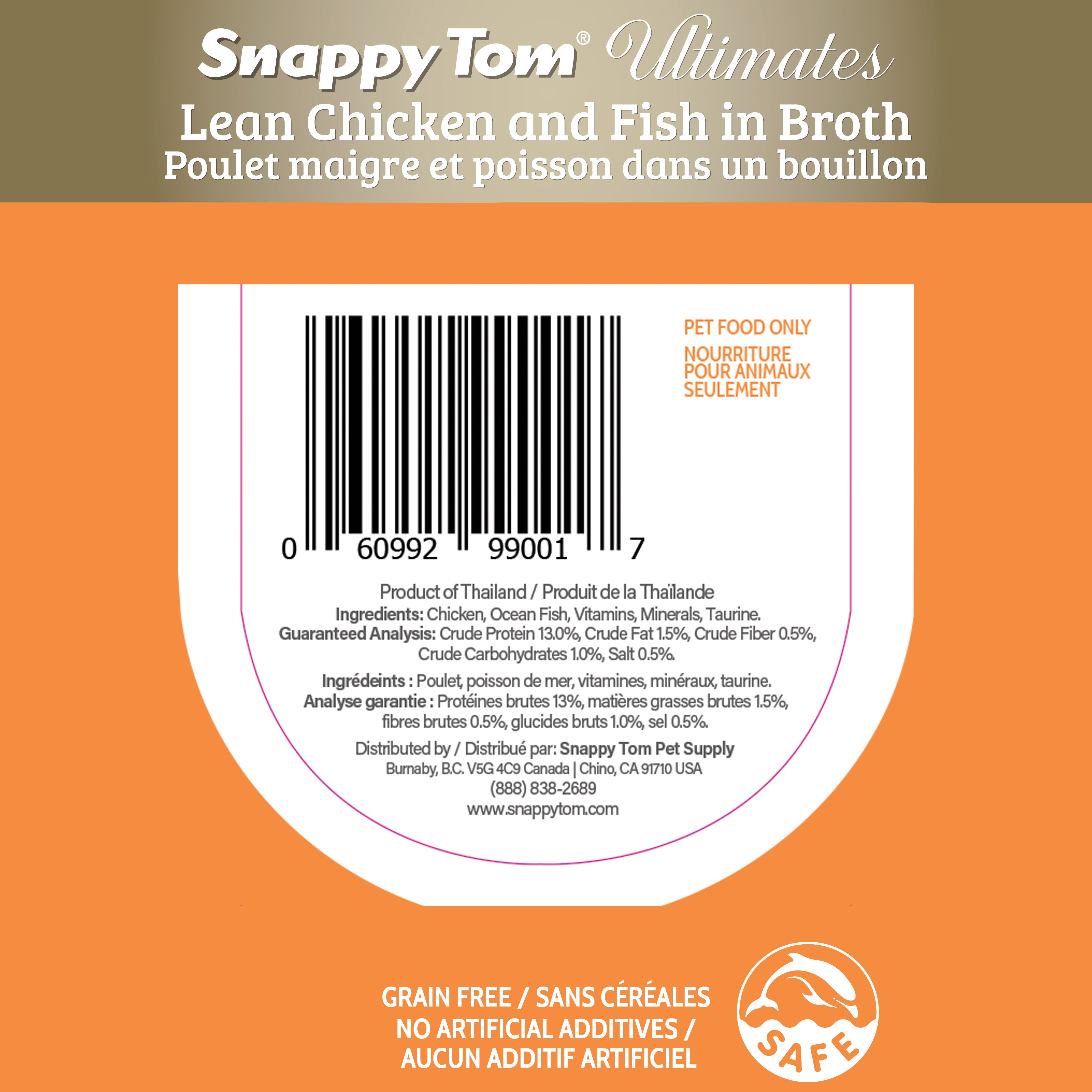 Snappy Tom Ultimates, Lean Chicken and Fish in Broth (12 Pack)