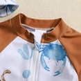 thumbnail image 7 of JUMEYU Baby Swimsuit Boy with Hat Infant Baby Boys Swimsuit One Piece Long Sleeve Rash Guard Zipper Bathing Suit Swimwear with Sun Cap Beachwear 12 18 Months (Brown,12-18 Months), 7 of 7